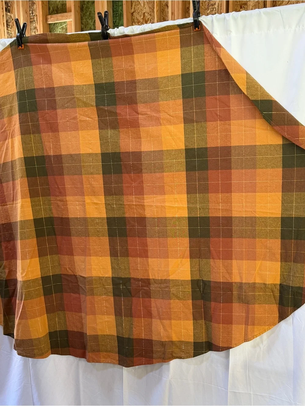 Autumn Plaid Tablecloth, Rounded Oblong  80”x57”